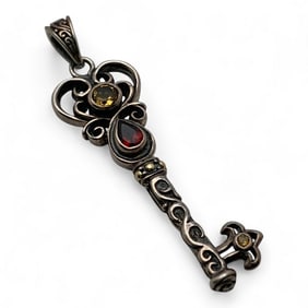 Sterling Silver & 18k Gold Key Pendant