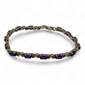 10k Yellow Gold, Diamond And Topaz Bracelet
