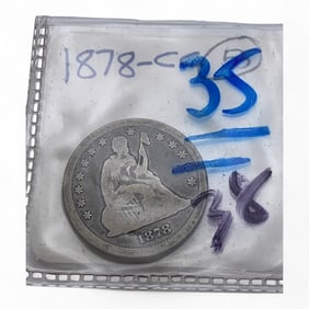 1878 Carson City Seated Liberty Quarter, F