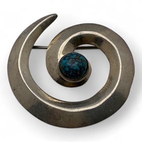 Silver Pin With Blue Stone