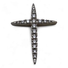 10k White Gold And Diamond Cross Pendant