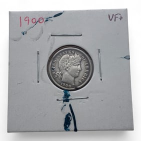 1900 Silver Barber Dime, V F+