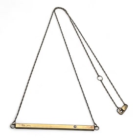 Sterling Silver Gold Tone Bar Pendant Necklace