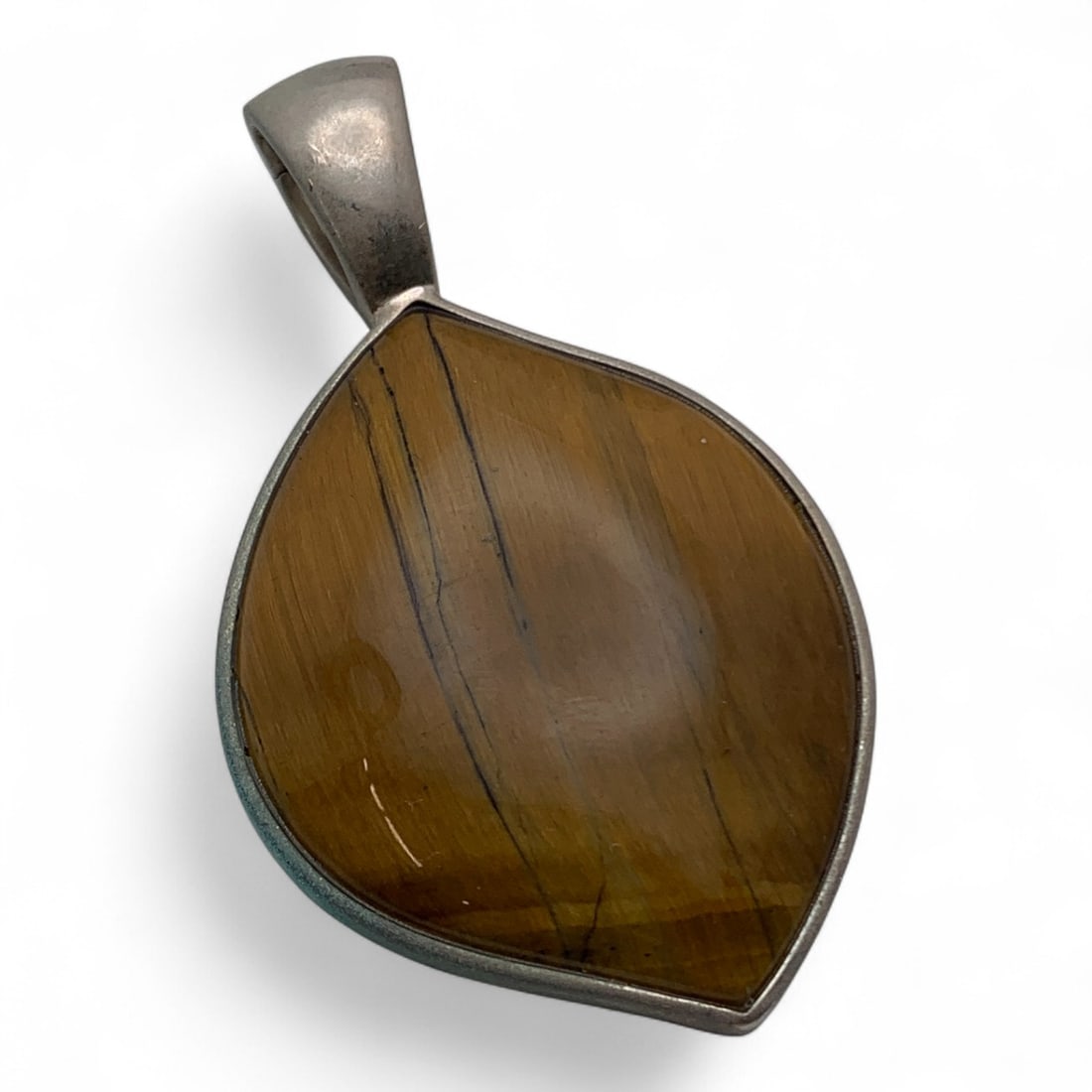 Sterling Silver & Tiger's Eye Pendant: Marked 925 - 2 1/2" Long - 23.6 Grams