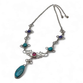 Silver Necklace With Stones