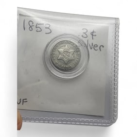 1853 3 Cent Silver V F Piece