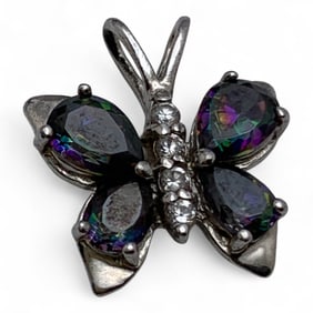 Sterling Butterfly Pendant With Stones