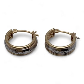 10k White & Yellow Gold Hoop Earrings