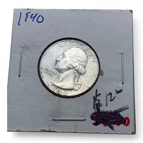 1940 Washington Silver Quarter, B U