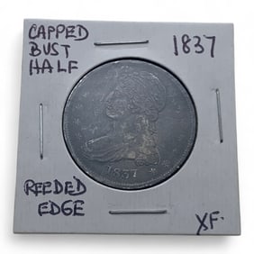 1837 Silver Bust Half Dollar, Reeded Edge X F