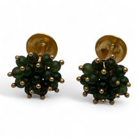 18k Gold And Jade Earrings