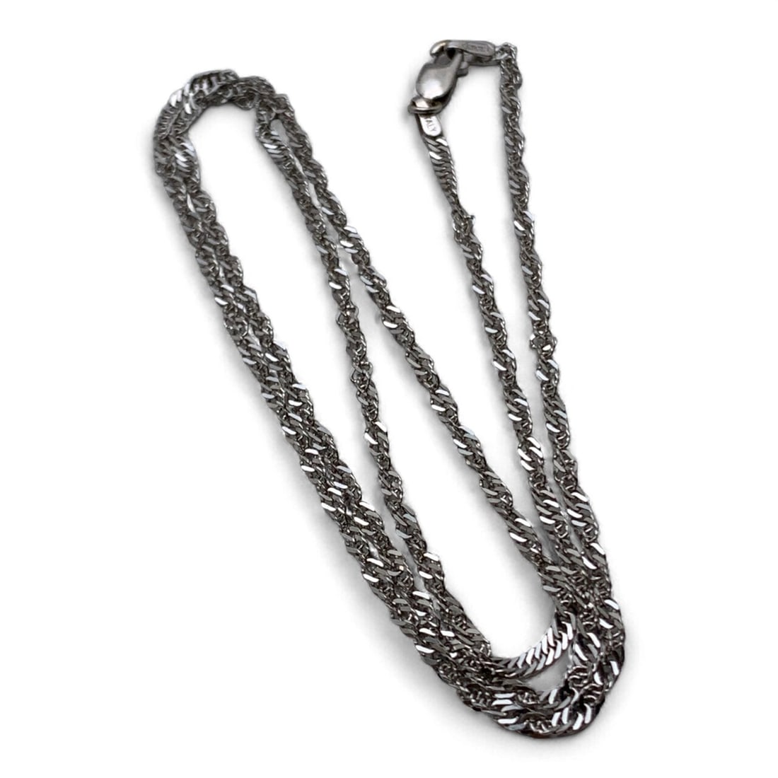 14k White Gold Chain Necklace: Marked 585. 18" Long. 1.9 Dwt.