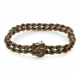 14k Gold Rope Twist Bracelet Signed H. B.