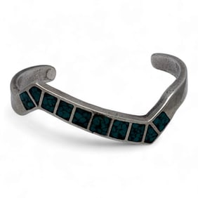Silver Cuff Bracelet With Blue Stones