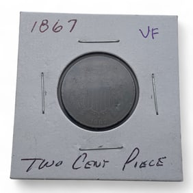 1867 2 Cent Piece, V F