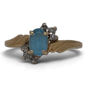 10k Gold, Diamond & Topaz Ring