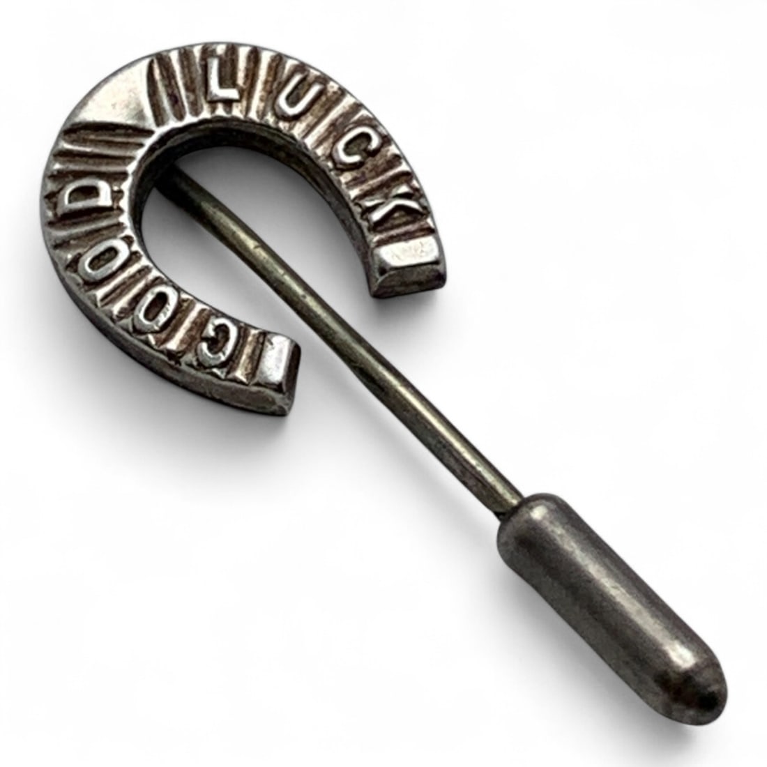 Silver Horse Shoe Pin: Marked Silver - 1 1/8" Long - 0.8 Grams