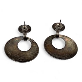 Pair Of Silver & Blue Stone Earrings