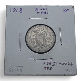 1868 Shield Nickel, X F