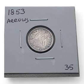 1853 Seated Liberty Silver Dime, V F+