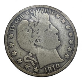 1910 Barber Silver Half Dollar, V G