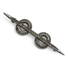 Sterling Silver & Clear Rhinestone Bar Pin