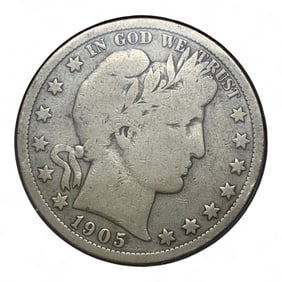 1905 Barber Silver Half Dollar, V G+