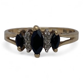 10k Gold, Diamond & Sapphire Ring