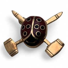 10k Gold Enameled Lady Bug Pin