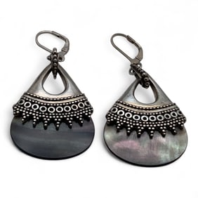 Pair Of Sterling Silver & Mother Of Pearl Earrings