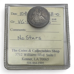 1838 Seated Liberty Dime, V G