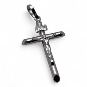 14k White Gold Crucifix Pendant