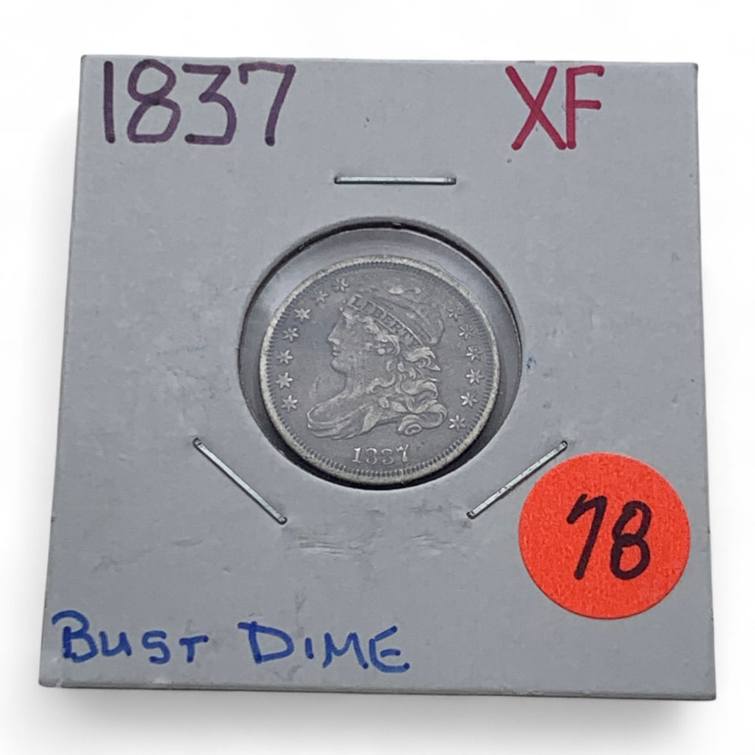 1837 Capped Bust Silver Dime, X F (1 of 3)