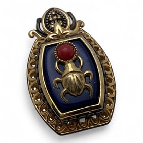 Sterling Gold Tone Pendant With Blue Stone