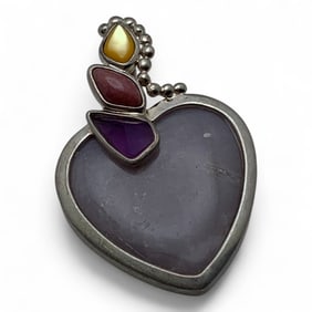Sterling Silver Heart Pendant With Stones