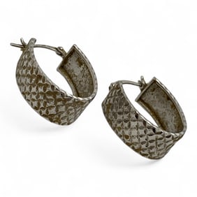 Pair Of Sterling Silver Heart Pendant Earrings