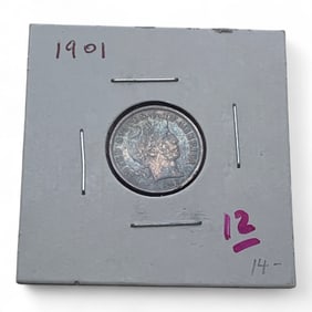 1901 Silver Barber Dime, X F