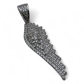 Sterling Silver Wing Pendant With Clear Stones