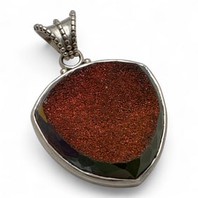 Sterling Silver And Goldstone Pendant
