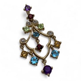 10k Gold Pendant With Diamonds & Gemstones