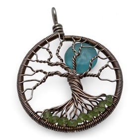 Sterling Silver And Hard Stone Tree Pendant