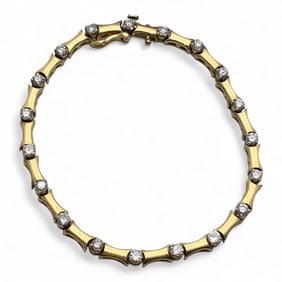 14k Yellow Gold And Diamond Bracelet