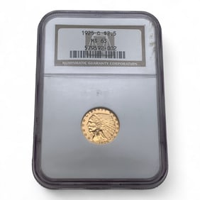 1925 D $2 1/2 Indian Head Gold Coin