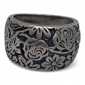 Sterling Silver Floral Design Ring
