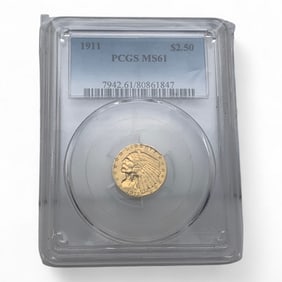 1911 $2 1/2 Indian Head Gold Coin