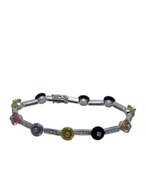 Sterling Silver Bracelet W Colored & Clear Stones