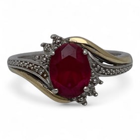 10k Gold & Sterling Silver Ring With Ruby