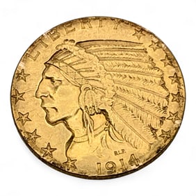1914 $5 Indian Head Gold Cin