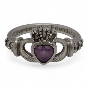 Sterling Silver Ring With Purple Stones
