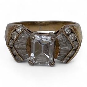 Sterling Gold Tone & Cubic Zirconia Ring